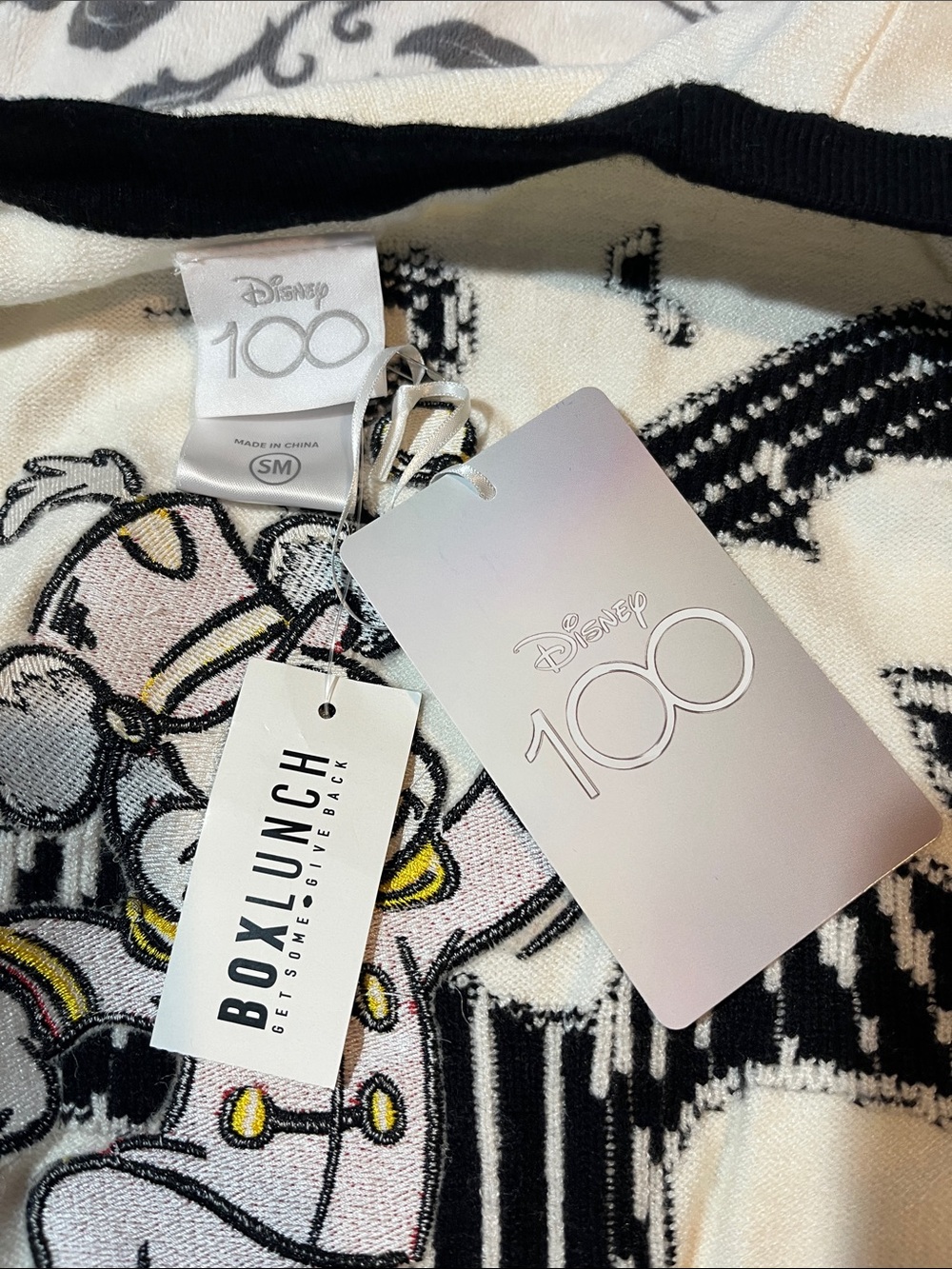 Boxlunch Disney 100 Musical Characters Cream and Black Embroidery Cardigan - Picture 11 of 11
